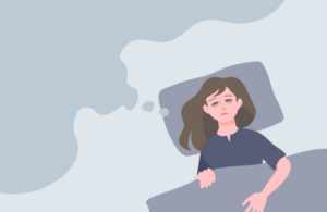 眠れない女性のイラスト